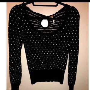 Free People Black and White Polka Dot Sweater